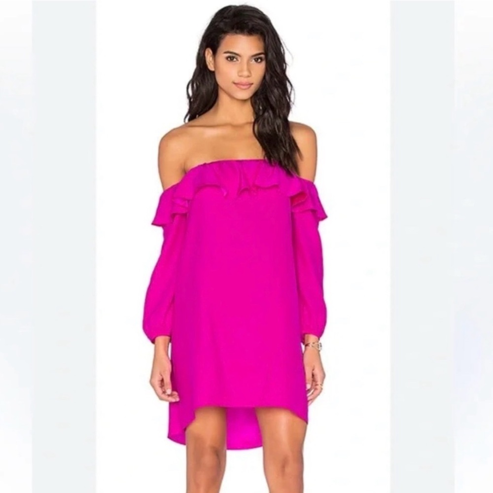 Amanda Uprichard 100% Silk. Vibrant pink off the shoulder dress! Size medium.